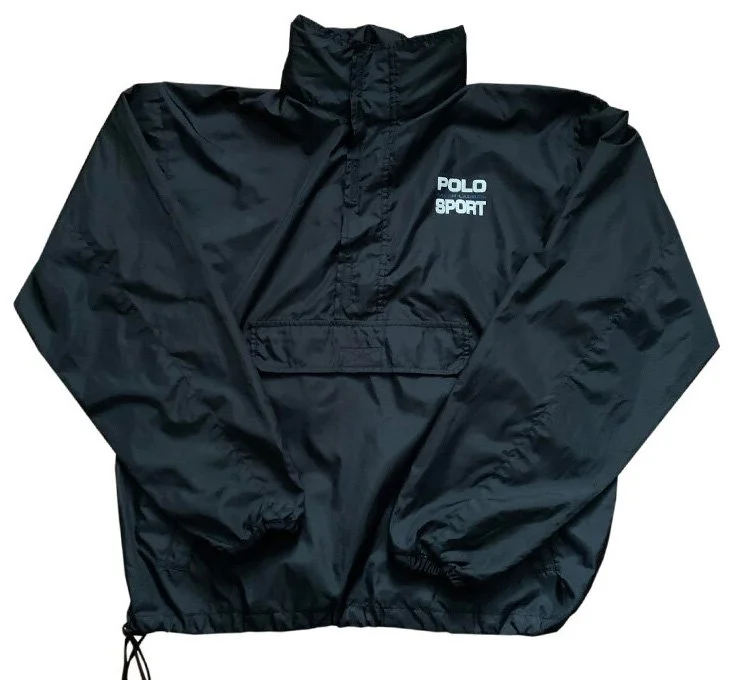 Vintage Polo Sport Black / Blue Windbreaker (Size XL) — RootsBK